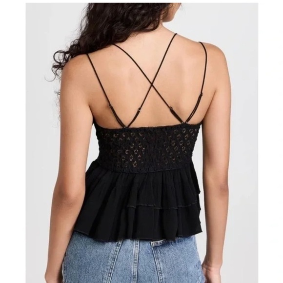 Free People Black Adella Lace Ruffle Tiered Camisole BUY ONE GET ONE FREE ‼️ - Picture 8 of 16